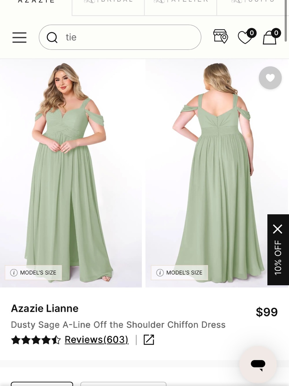Azazie Sage Green Chiffon Bridesmaid Dress - Picture 5 of 6